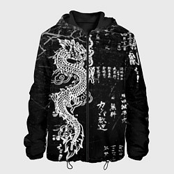 Куртка с капюшоном мужская Японский Дракон Иероглифы Dragon Japan, цвет: 3D-черный