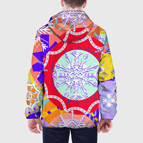 Мужская куртка Яркий абстрактный зимний дизайн из снежинок / 3D-Белый – фото 4