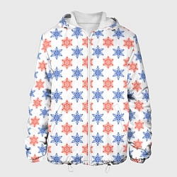 Куртка с капюшоном мужская Снежинки паттернsnowflakes pattern, цвет: 3D-белый