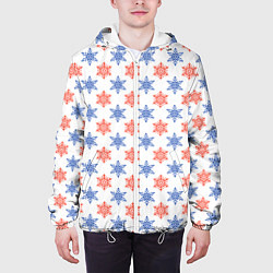 Куртка с капюшоном мужская Снежинки паттернsnowflakes pattern, цвет: 3D-белый — фото 2