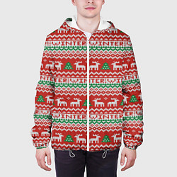 Куртка с капюшоном мужская Deer Christmas Pattern, цвет: 3D-белый — фото 2