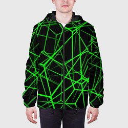 Куртка с капюшоном мужская Зеленые Полигоны Матрица, цвет: 3D-черный — фото 2
