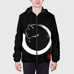 Куртка с капюшоном мужская Кошечка спит на тебе Инь Янь, цвет: 3D-черный — фото 2