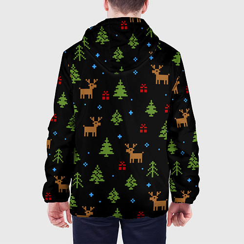 Мужская куртка Новогодние олени и елки / 3D-Черный – фото 4