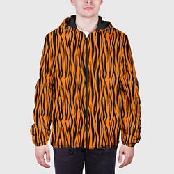 Куртка с капюшоном мужская Тигровые Полосы, цвет: 3D-черный — фото 2