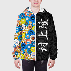 Куртка с капюшоном мужская Такаси Мураками Иероглифами, цвет: 3D-белый — фото 2