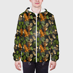 Куртка с капюшоном мужская Тропики и тигры, цвет: 3D-белый — фото 2