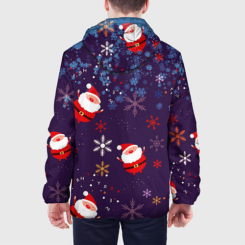 Мужская куртка Дед Мороз в снежинках / 3D-Белый – фото 4