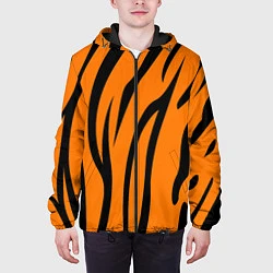 Куртка с капюшоном мужская Текстура тиграtiger, цвет: 3D-черный — фото 2