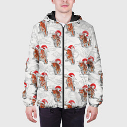 Куртка с капюшоном мужская Тигр Закат Волны, цвет: 3D-черный — фото 2