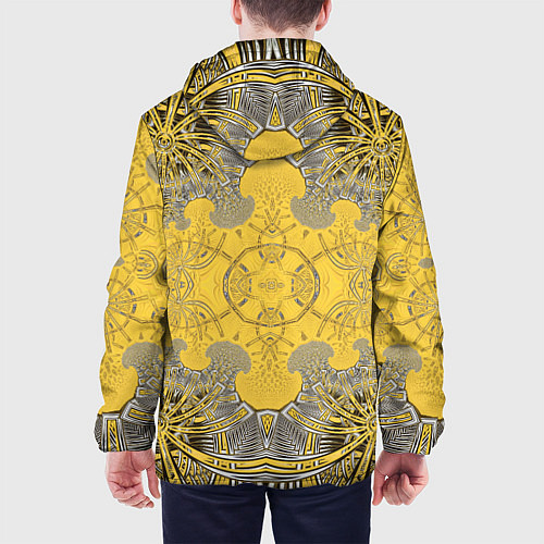 Мужская куртка Коллекция Фрактальная мозаика Желтый на черном 573 / 3D-Белый – фото 4