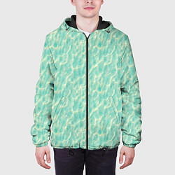 Куртка с капюшоном мужская Лазурная вода, цвет: 3D-черный — фото 2