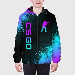 Куртка с капюшоном мужская CS GO NEON SYMBOL STYLE SKIN КС ГО НЕОН, цвет: 3D-черный — фото 2