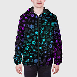 Куртка с капюшоном мужская RAINBOW SIX SIEGE NEON PATTERN SYMBOL, цвет: 3D-черный — фото 2