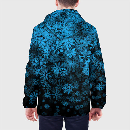 Мужская куртка КРАСИВЫЕ ГОЛУБЫЕ СНЕЖИНКИ / 3D-Черный – фото 4
