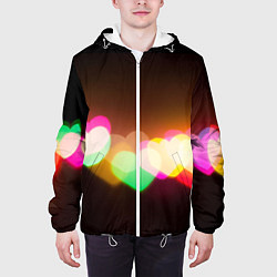 Куртка с капюшоном мужская Горящие сердца всех цветов радуги, цвет: 3D-белый — фото 2