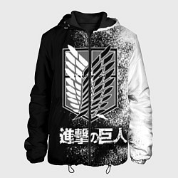 Мужская куртка Чёрно-Белый Логотип Атака Титанов