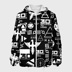 Куртка с капюшоном мужская 30 Seconds to Mars: Паттерн логотипов, цвет: 3D-белый