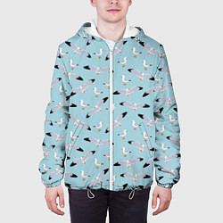 Куртка с капюшоном мужская Чайки паттерн, цвет: 3D-белый — фото 2