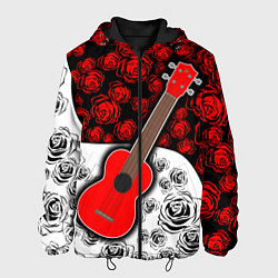 Куртка с капюшоном мужская Гитара Розы Контраст, цвет: 3D-черный