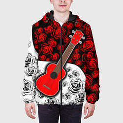 Куртка с капюшоном мужская Гитара Розы Контраст, цвет: 3D-черный — фото 2