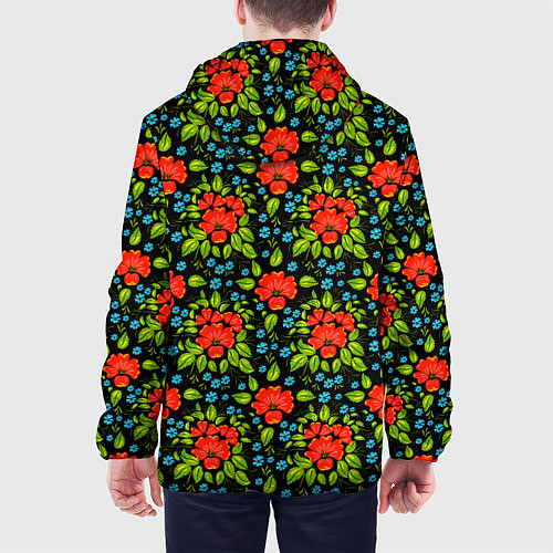 Мужская куртка Цветы хохлома / 3D-Черный – фото 4