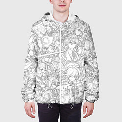 Куртка с капюшоном мужская ПЕРСОНАЖИ МАНГА ГЕНШИН ИМПАКТ, цвет: 3D-белый — фото 2