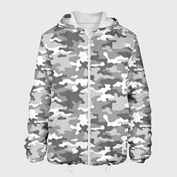 Куртка с капюшоном мужская Серый Военный Камуфляж, цвет: 3D-белый