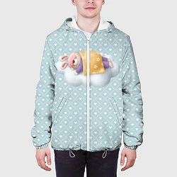 Куртка с капюшоном мужская Спящий кролик, цвет: 3D-белый — фото 2