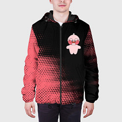 Куртка с капюшоном мужская LALAFANFAN - РОЗОВАЯ - Абстракция, цвет: 3D-черный — фото 2