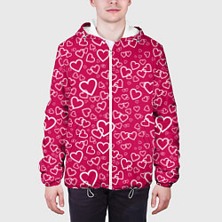 Куртка с капюшоном мужская Влюблённые Сердца LOVE, цвет: 3D-белый — фото 2