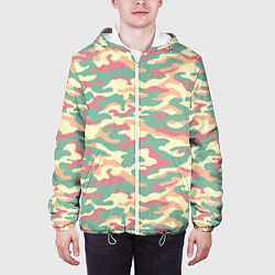 Куртка с капюшоном мужская Камуфляж в пастельных цветах, цвет: 3D-белый — фото 2