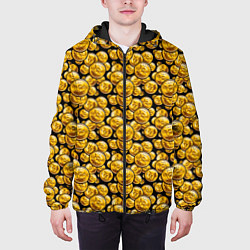 Куртка с капюшоном мужская Золотые Монеты Bitcoin, цвет: 3D-черный — фото 2