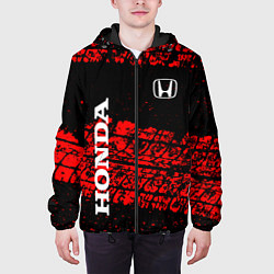 Куртка с капюшоном мужская Honda Следы от шин, цвет: 3D-черный — фото 2