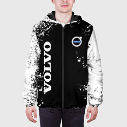 Куртка с капюшоном мужская Volvo капли и брызги красок, цвет: 3D-черный — фото 2