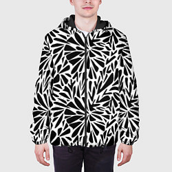 Куртка с капюшоном мужская Черно белый абстрактный узор, цвет: 3D-черный — фото 2