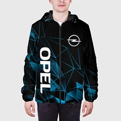 Куртка с капюшоном мужская Opel, Опель геометрия, цвет: 3D-черный — фото 2
