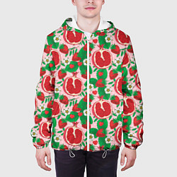 Куртка с капюшоном мужская Гранат фрукт паттерн, цвет: 3D-белый — фото 2