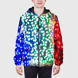 Куртка с капюшоном мужская Новогодняя инсталляция - Шары, цвет: 3D-черный — фото 2