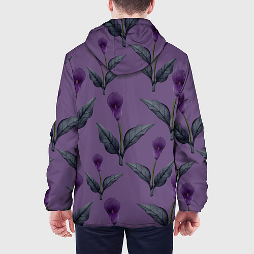 Мужская куртка Фиолетовые каллы с зелеными листьями / 3D-Белый – фото 4