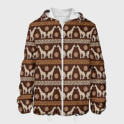 Куртка с капюшоном мужская Жирафы Африка паттерн, цвет: 3D-белый