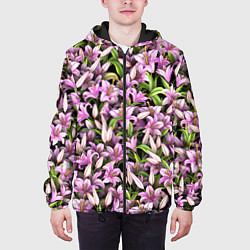 Куртка с капюшоном мужская Лилии цветут, цвет: 3D-черный — фото 2