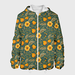 Мужская куртка Желтые цветочки и листья