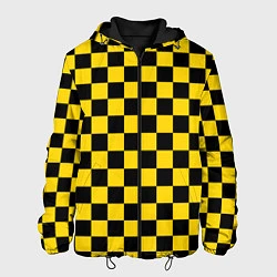 Куртка с капюшоном мужская Такси Шахматные Клетки, цвет: 3D-черный