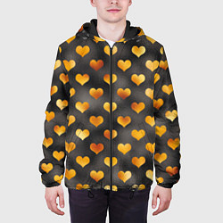 Куртка с капюшоном мужская Сердечки Gold and Black, цвет: 3D-черный — фото 2