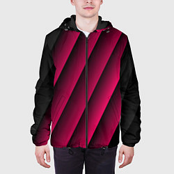 Куртка с капюшоном мужская Red Stripe 3D Красные полосы, цвет: 3D-черный — фото 2