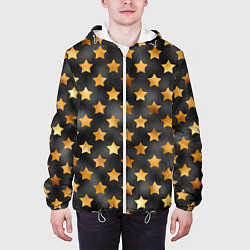 Куртка с капюшоном мужская Золотые звезды на черном, цвет: 3D-белый — фото 2