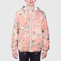 Куртка с капюшоном мужская Расцветающие деревья, цвет: 3D-белый — фото 2