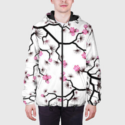 Куртка с капюшоном мужская Цветущий шиповник, цвет: 3D-черный — фото 2