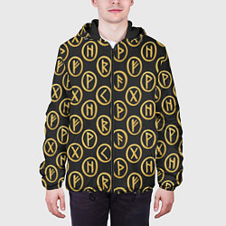 Куртка с капюшоном мужская РУНИЧЕСКИЙ ПАТТЕРН RUNES, цвет: 3D-черный — фото 2